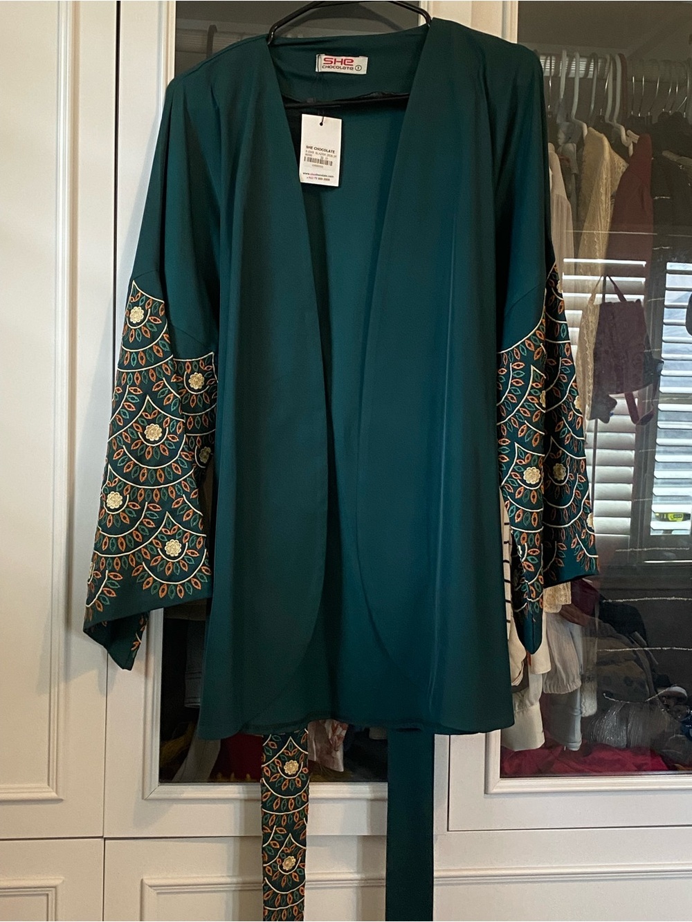 Chocolate Teal Open-Front Blazer Jacket